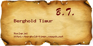 Berghold Timur névjegykártya